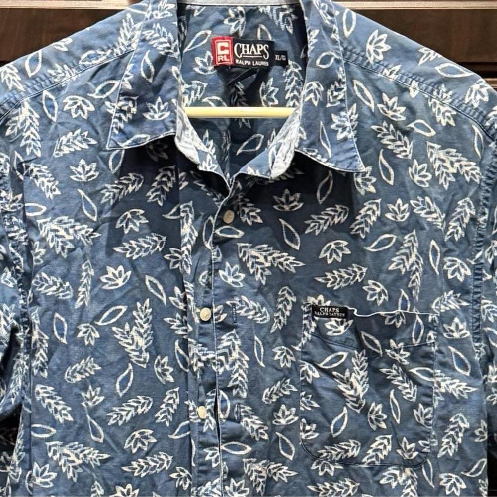 Chaps Ralph Lauren Blue Button Up XL - Picture 4 of 5
